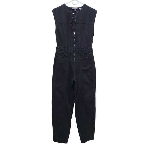 Universal Thread Womens Black Denim Sleeveless Jumpsuit Size 2  Overalls - Picture 2 of 12
